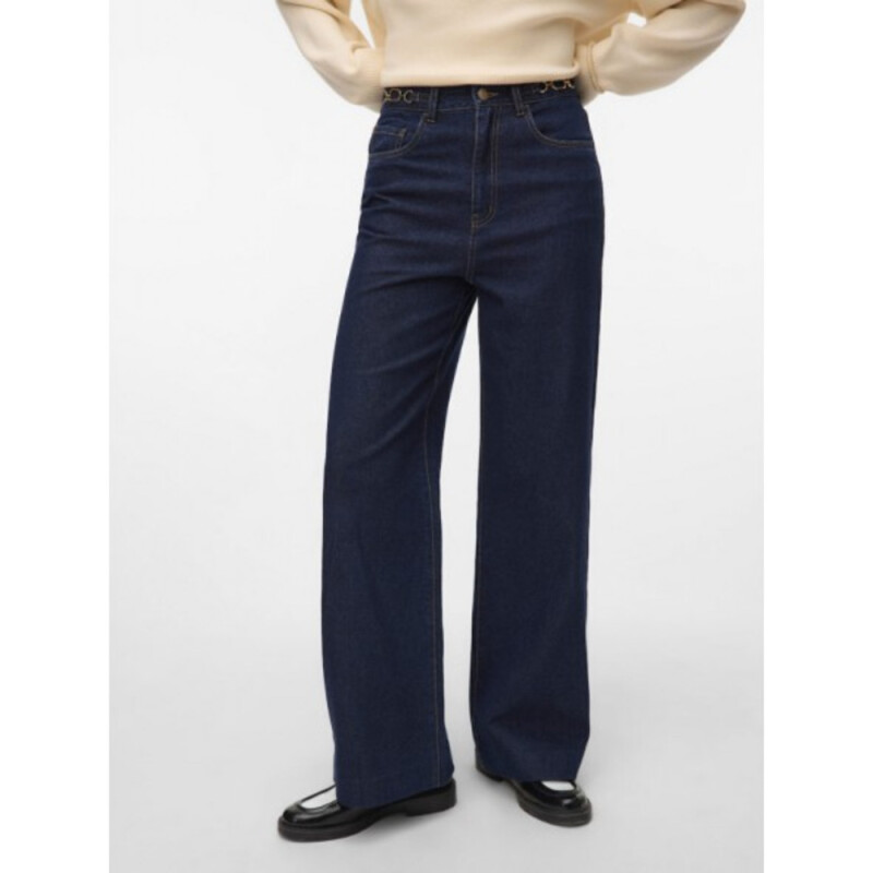 VMKATHY HR WIDE JEANS MIX Dark Blue Denim