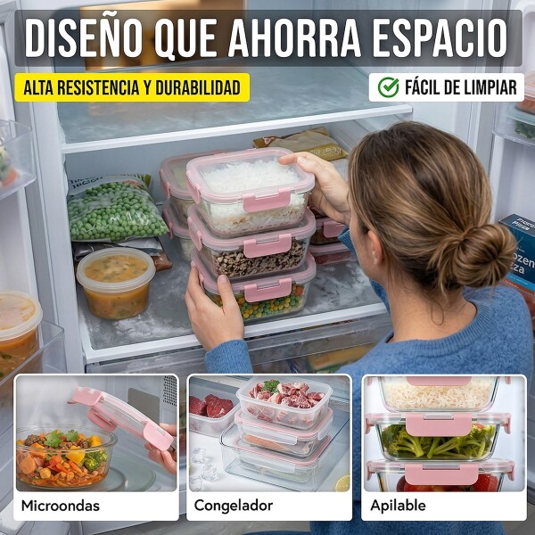 Juego De 12 Tarros De Vidrio Hermeticos Taper Recipientes Contenedores IMBACK Color Rosa Juego De 12 Tarros De Vidrio Hermeticos Taper Recipientes Contenedores IMBACK Color Rosa