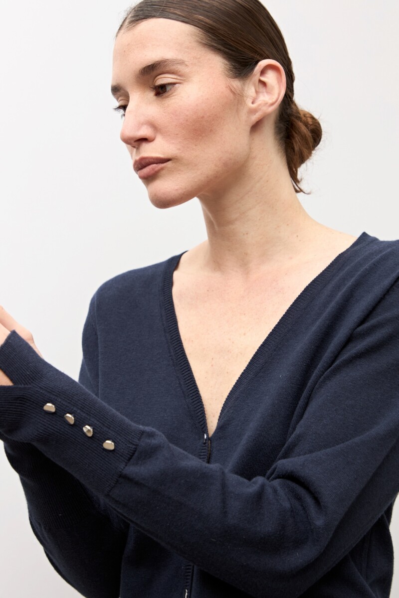 Cardigan abotonado azul marino