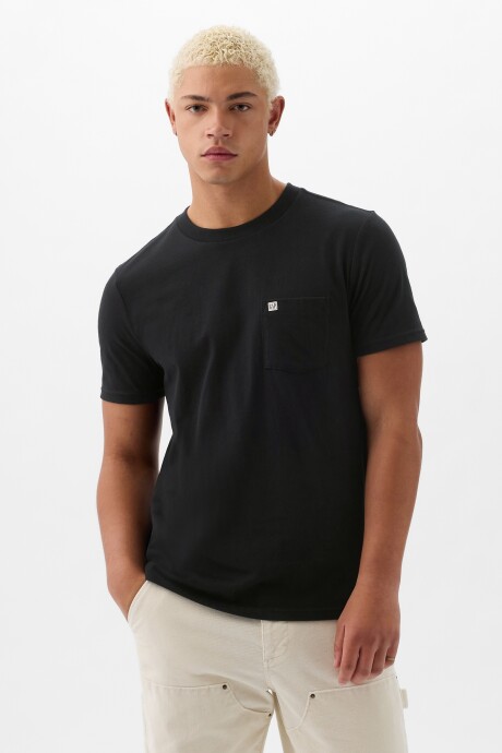Remera Con Bolsillo Logo Gap Hombre Black