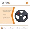 Disco Pesa Olímpica Recubierta Lumax con 3 Agarres 15KG Disco Pesa Olímpica Recubierta Lumax con 3 Agarres 15KG
