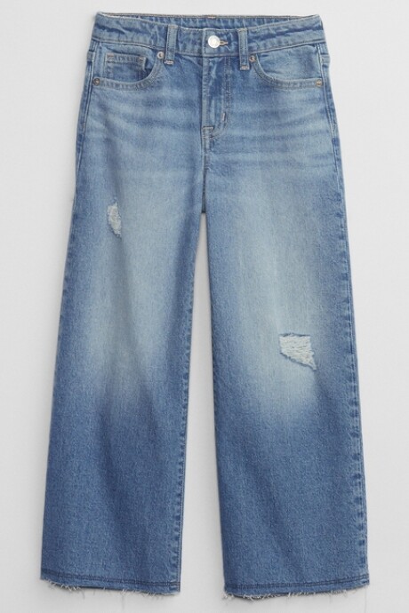 Jean Wide Tiro Alto Niña Medium Wash