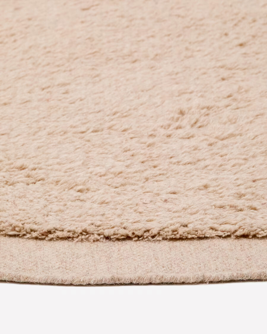 Alfombra redonda Marely de lana beige Ø 200 cm