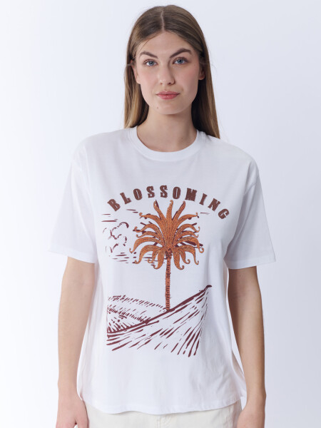 Remera estampada Palmera Blanco