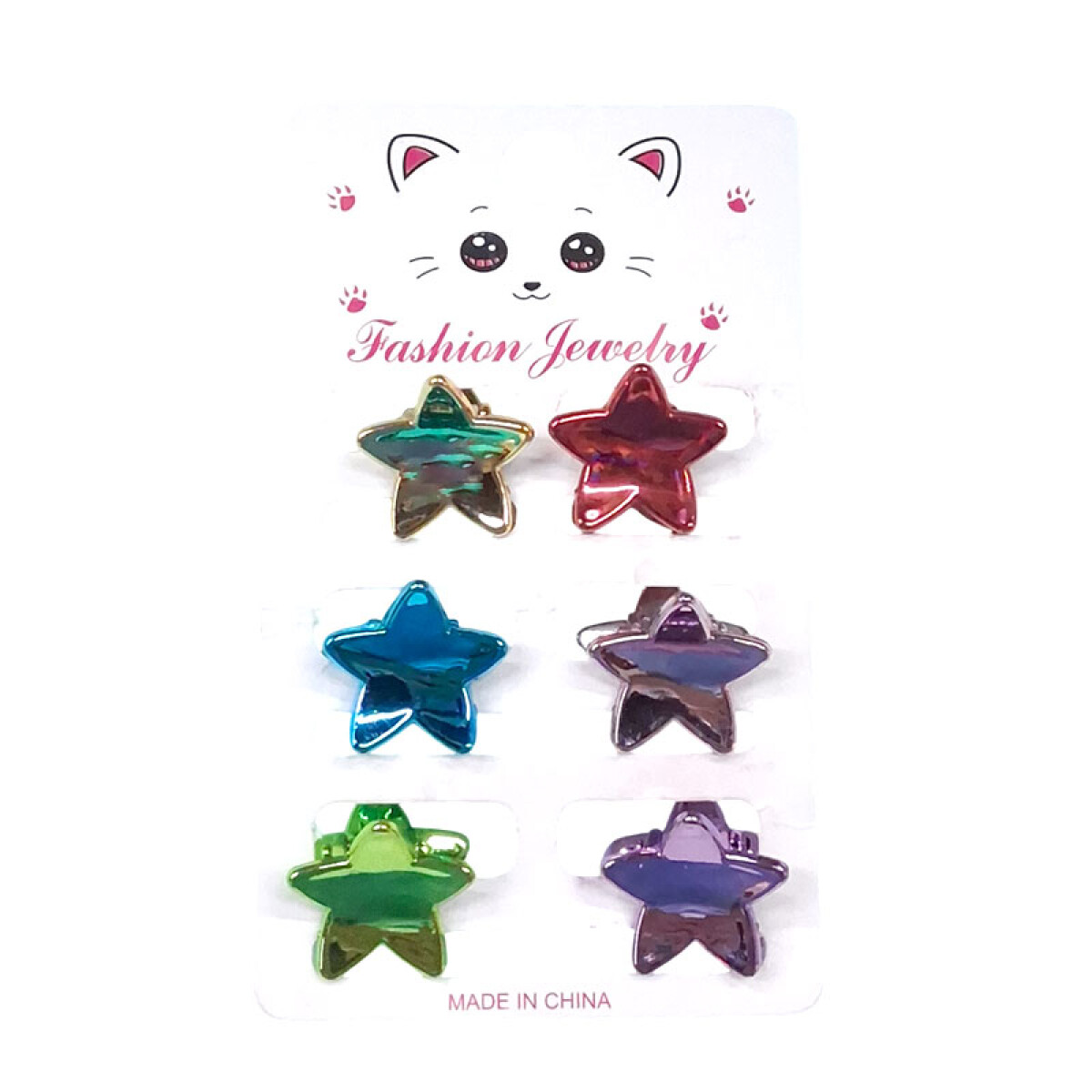 Broches pinzas estrellas de colores para el cabello 6pcs - Broches Pinzas Estrellas De Colores Para El Cabello 6pcs 