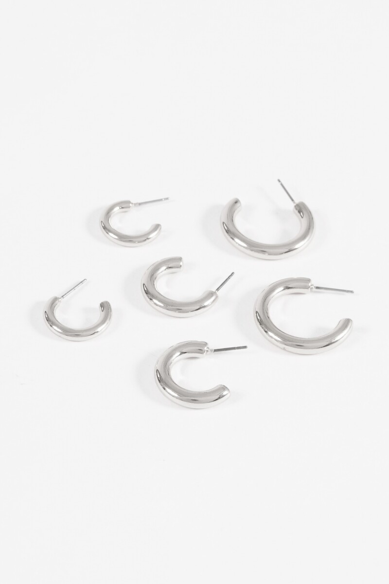 Set de aros plateado