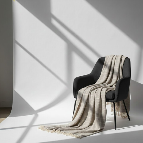 Manta para sillón y cama algodón Rayas Greige 250cm