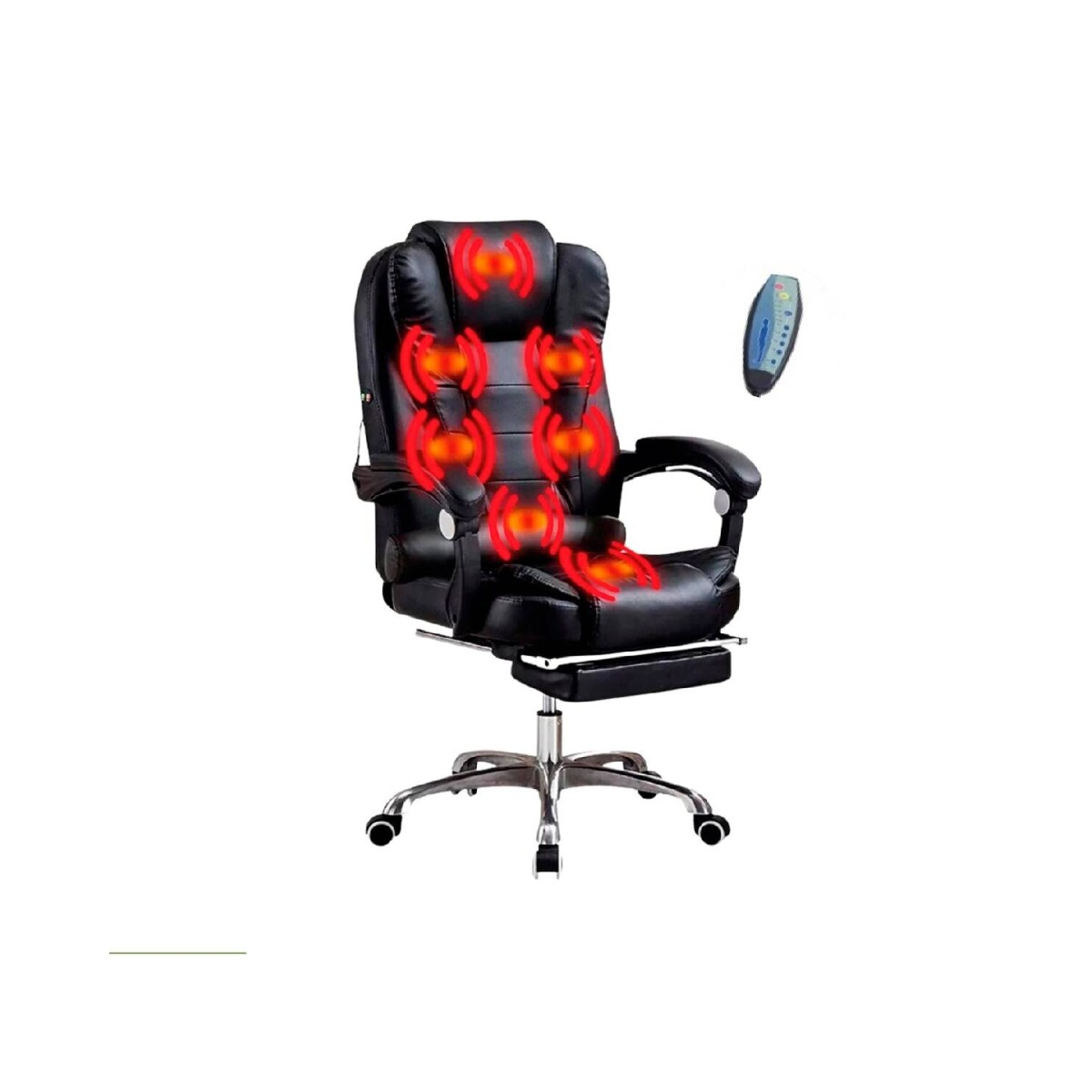 Silla Ejecutiva en cuero Lumax Modelo Miles con Apoyapies y 7 Puntos de Masaje - Negro 