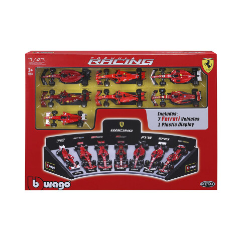 Set x 7 Autos Ferrari con Exhibidor Formula 1 Bburago Escala 1:43 U