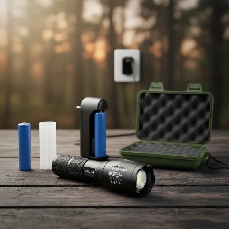 Linterna Táctica Led Recargable Caza Camping Con Cargador Linterna Táctica Led Recargable Caza Camping Con Cargador