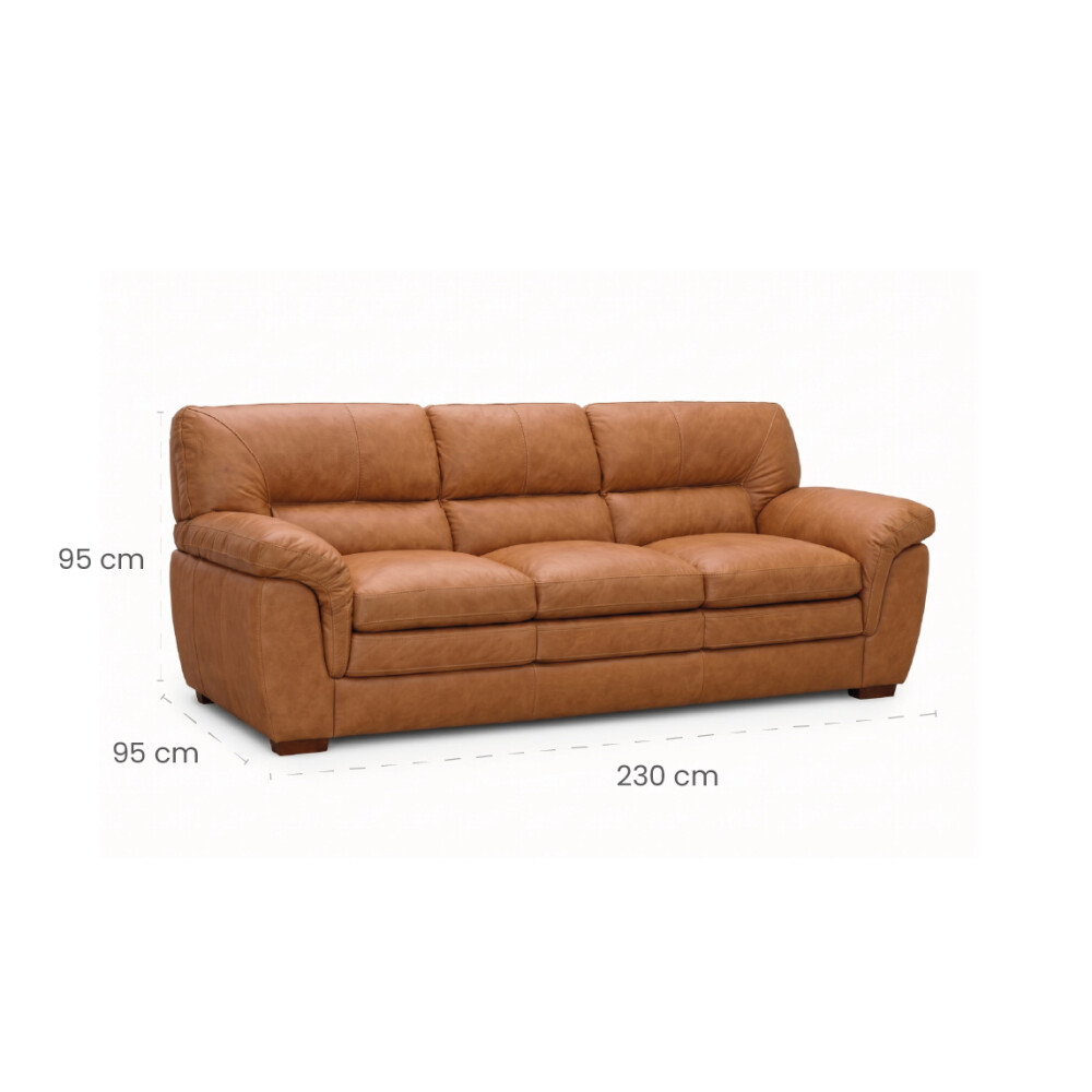 Sillon Livintus 3 Cuerpos Cuero Natural Miel