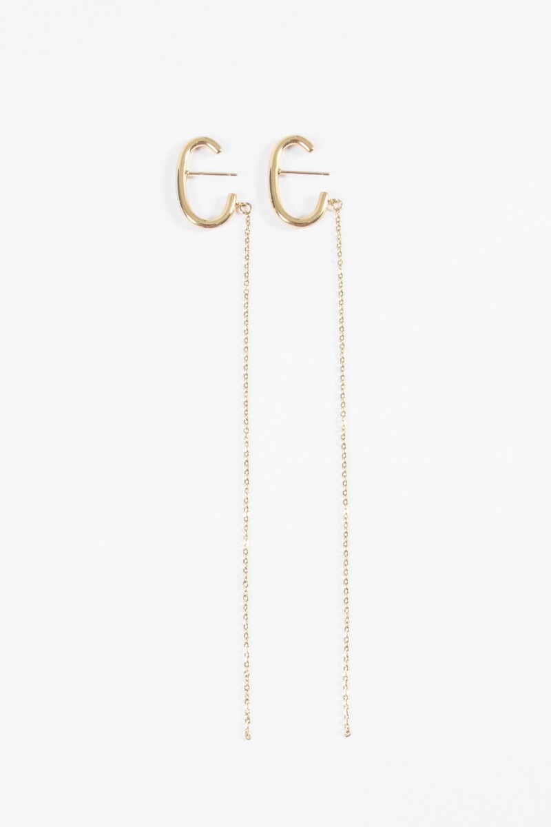 Aros acero con cadena dorado