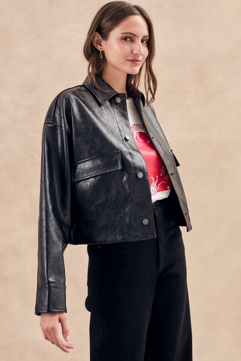 Campera Cuero Vegano Negro