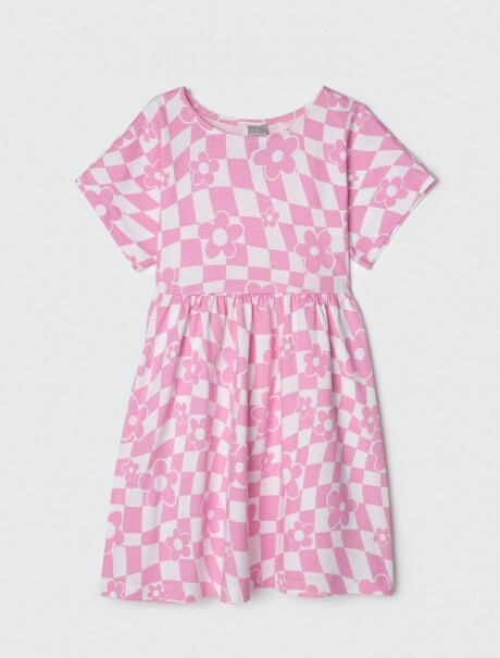 VESTIDO CORTO INFANTIL ESTAMPADO ROSA