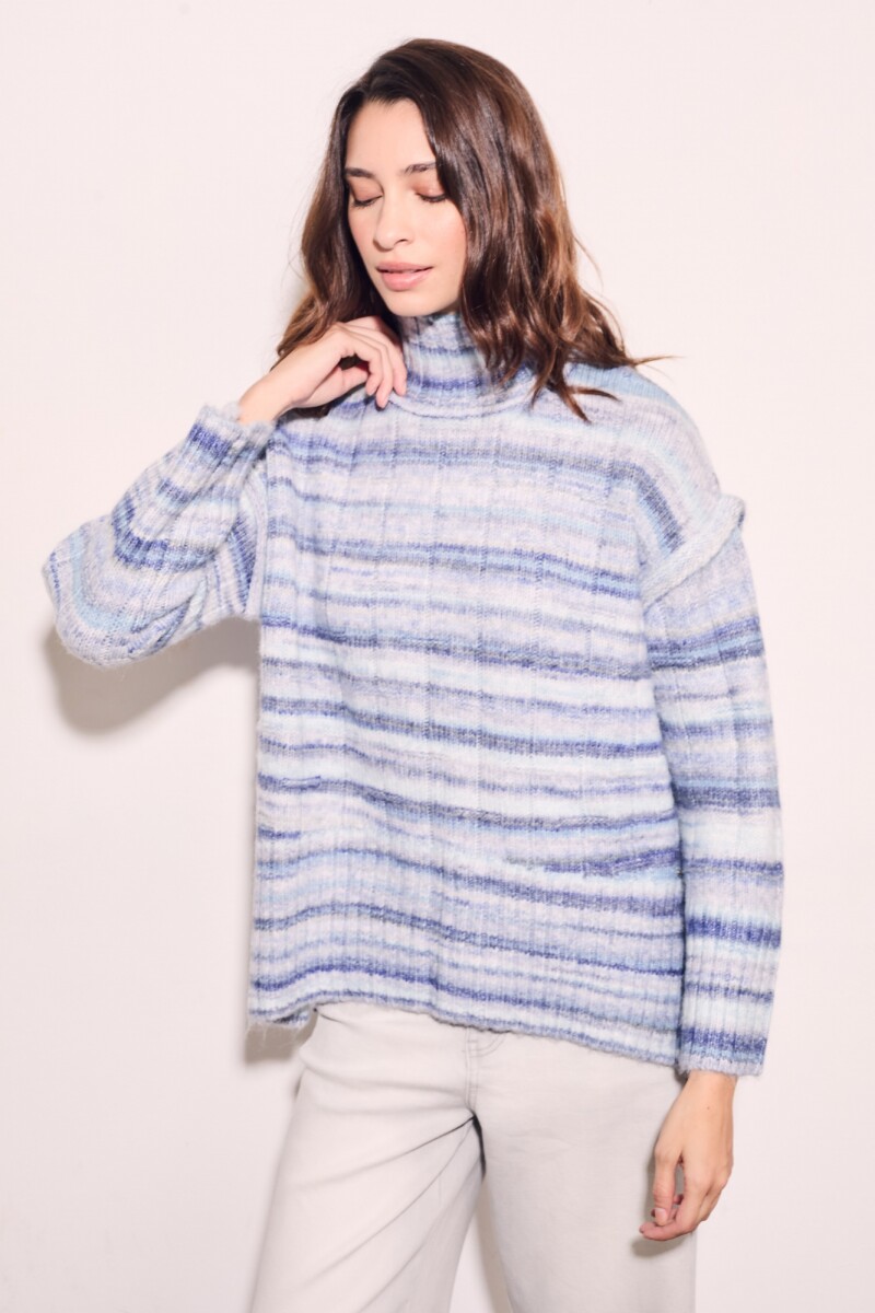 Polera Texturada Multi Celeste