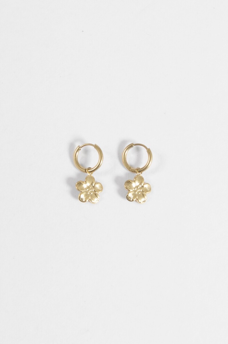 Aros acero flor - dorado 