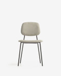 Silla apilable Benilda beige, chapa de roble y acero con acabado negro Silla apilable Benilda beige, chapa de roble y acero con acabado negro