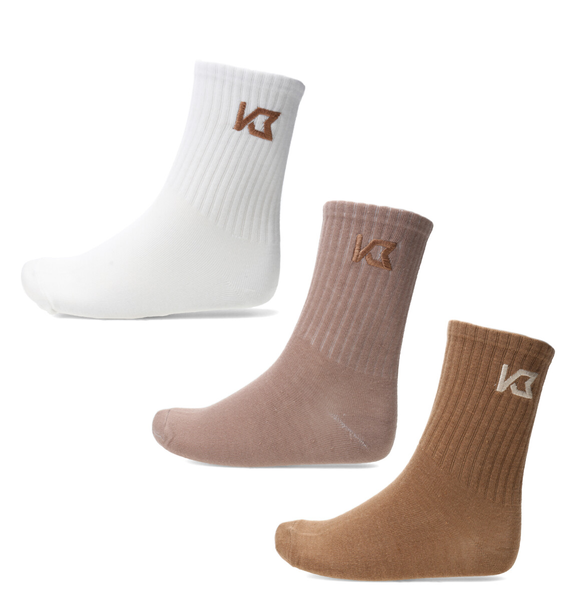 Medias Unisex KristoBelga Funky x3 - Marrón Camel - Blanco 