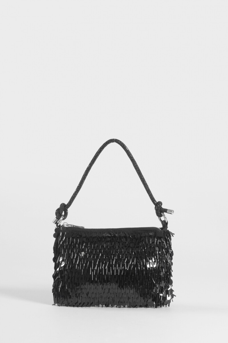 Cartera de fiesta bordada en lentejuelas y canutillos negro