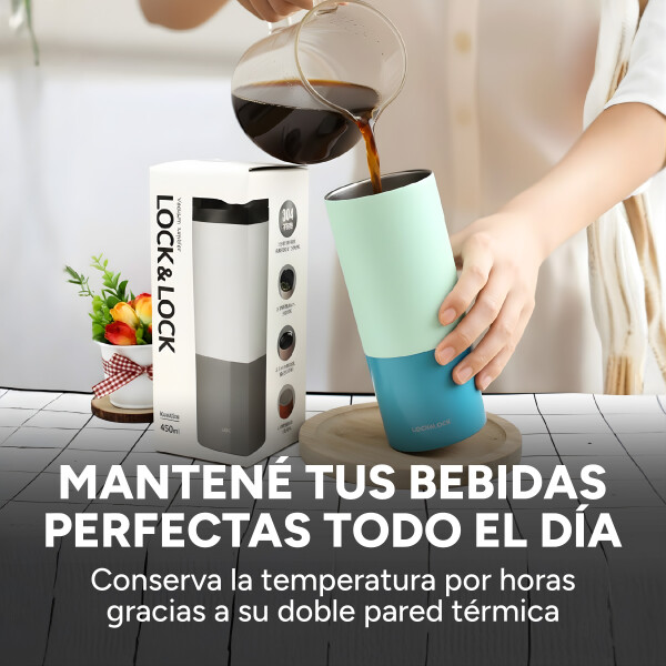 Vaso Térmico Botella Acero Inoxidable 450ml Lock&Lock Color Celeste