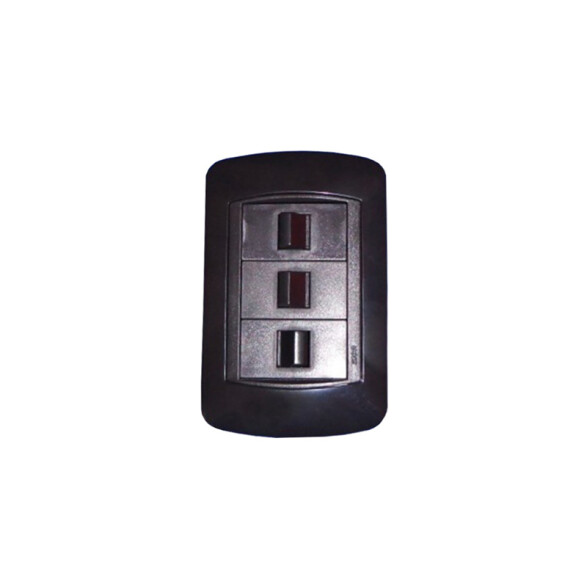 Plaqueta de 3 módulos serie SELENE gris SK3327
