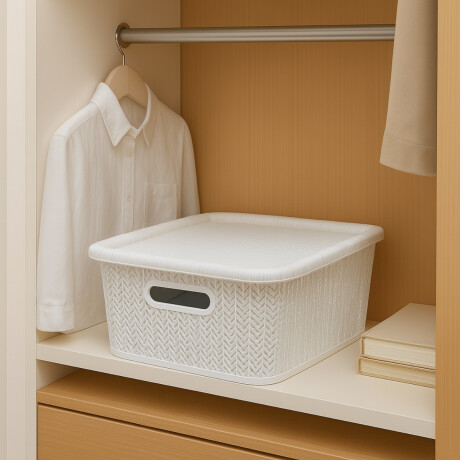 Caja organizadora símil ratán 12,5lt BLANCO