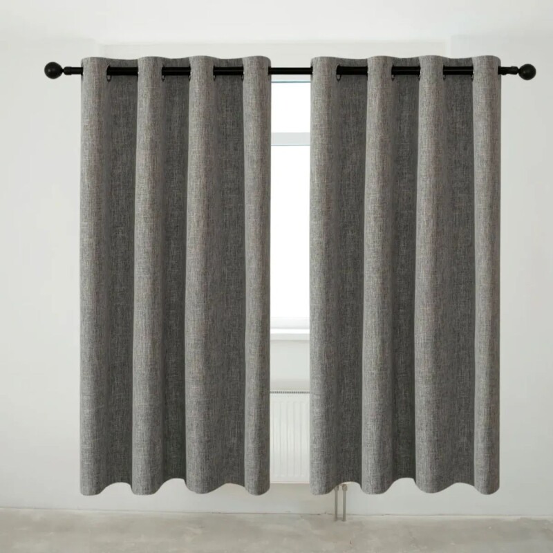Cortina 100% Blackout 2 Paños Lumax Textura Lino 140x220cm Gris