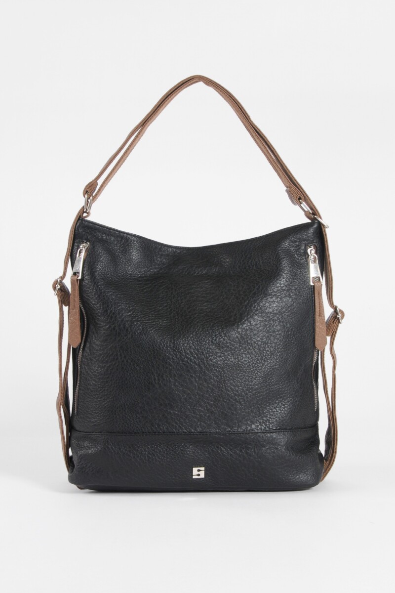 Cartera hobo mochila con cierres negro
