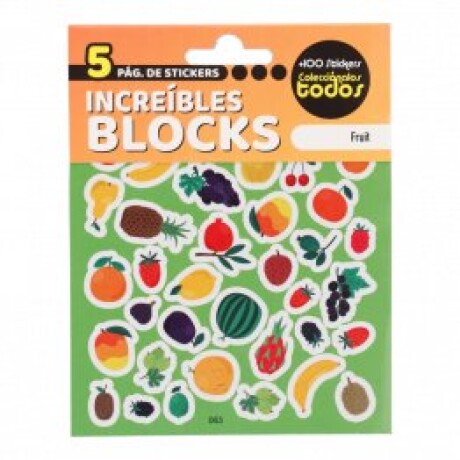 Stickers en Block de 5 Hojas Frutas