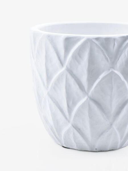 MACETA HOJAS 3D BLANCO