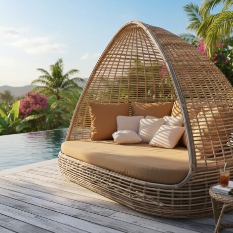 Sofá Cama Rattan Balinesa para Exterior 180cm x 200cm Sofá Cama Rattan Balinesa para Exterior 180cm x 200cm