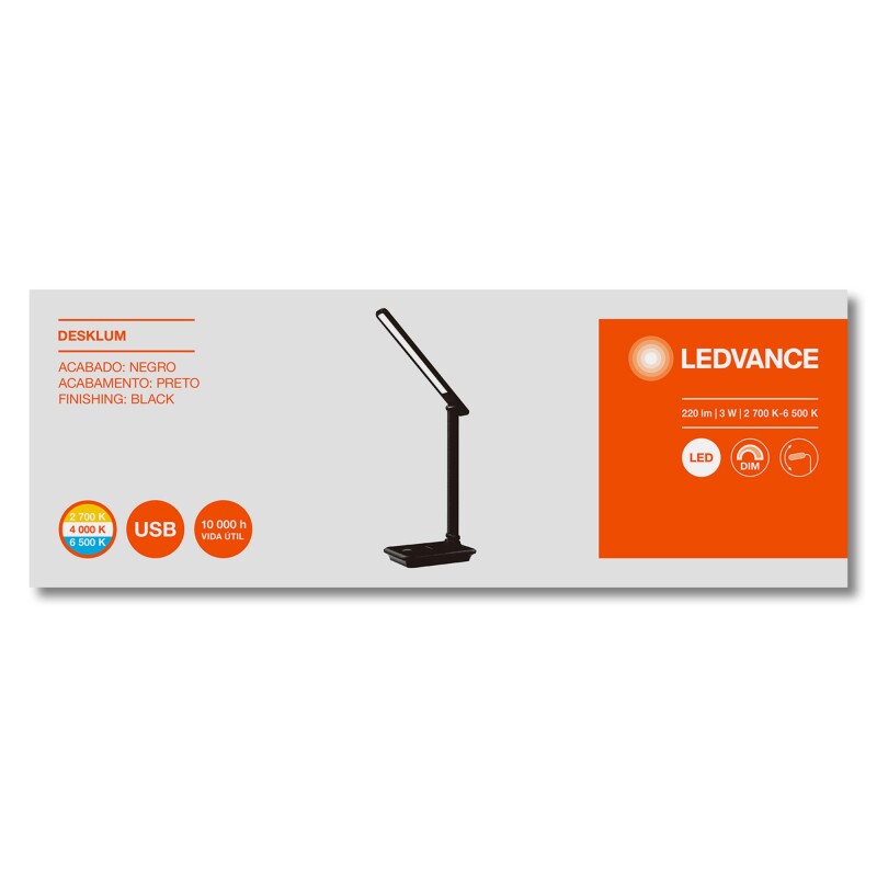 DESKLUM LEDVANCE Luminaria LEDVANCE Desklum Recargable 3W Negro