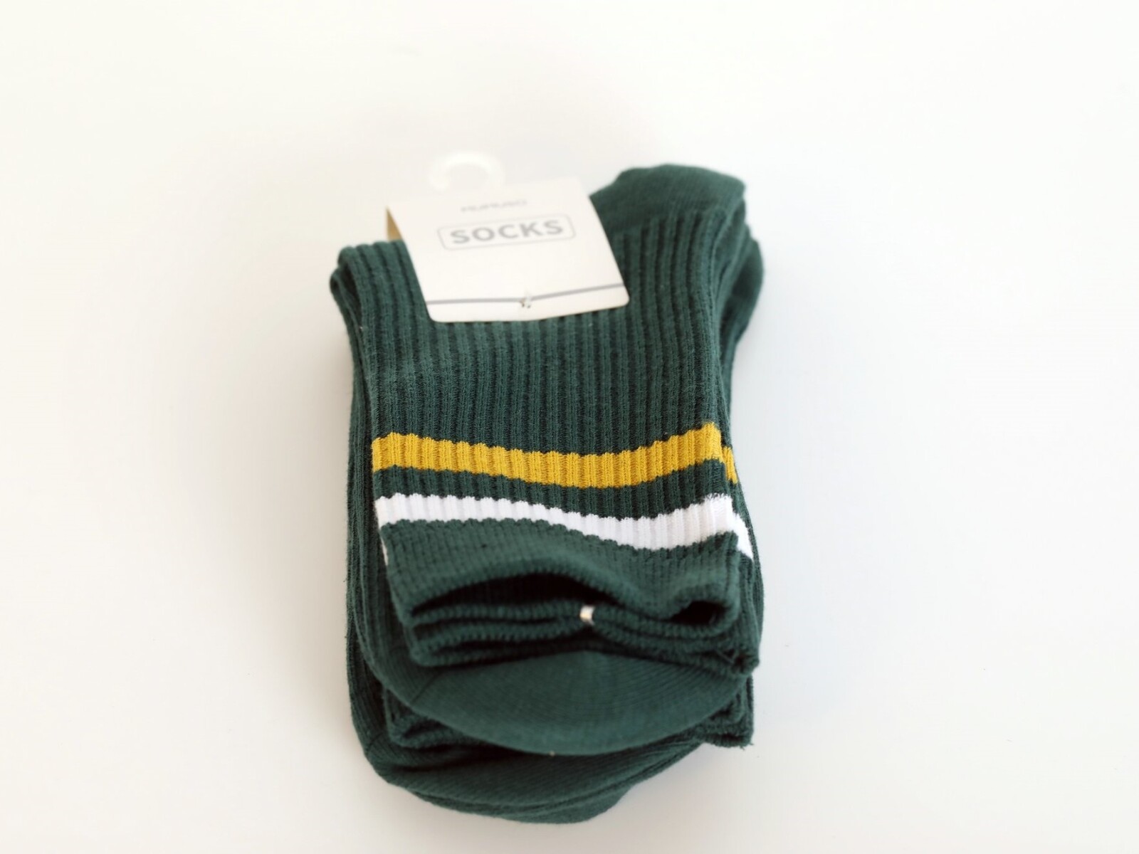 CALCETINES DEPORTIVOS MINI DE RAYAS (2 PARES/VERDE NEGRO) 