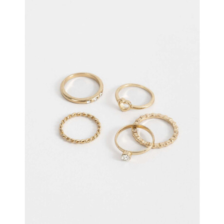 Sets De Anillos Con Strass Crystal Dorado