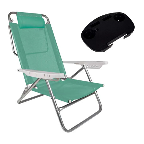 Set Silla 6Pos Almohadilla + Mesa Bandeja Port Divisiones Verde Claro