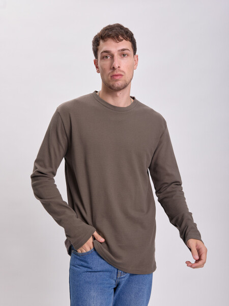 Remera manga larga textura Gris Oscuro