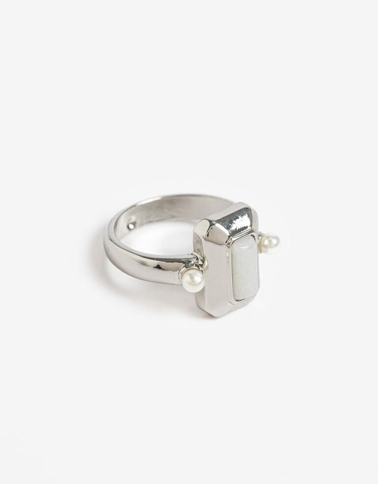 Anillos Medianos y Grandes Metal Anillo Metal Esmaltado - Plateado Rodio