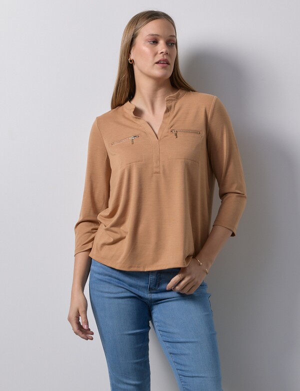 Blusa Zips TOSTADO