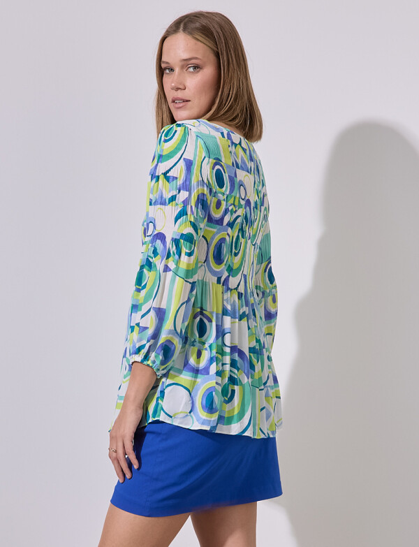 Blusa Gasa Plisada MULTI/VERDE