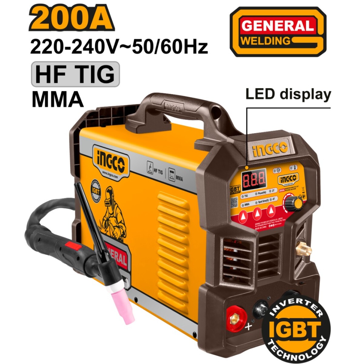 Soldadora Inverter Ingco Ing-Tig20058 200A 220-240V Lcd Ub 