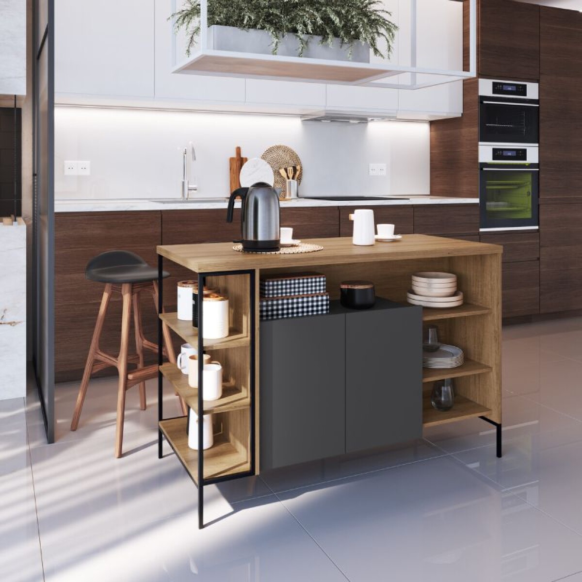 ISLA DE COCINA 1.31 X 60 - MIEL/GRAFITO 