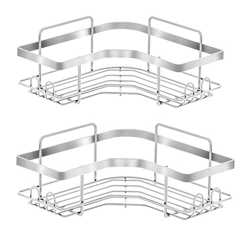 Set X2 Estantes Esquinero Organizador Baño Ducha Y Adhesivos Linea Premium Imback Color Plateado Set X2 Estantes Esquinero Organizador Baño Ducha Y Adhesivos Linea Premium Imback Color Plateado