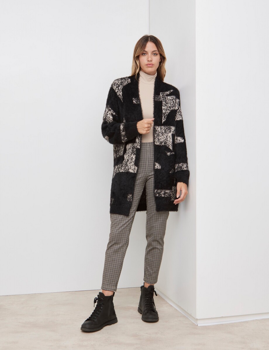 Cardigan Soft Mohair - Negro/beige 