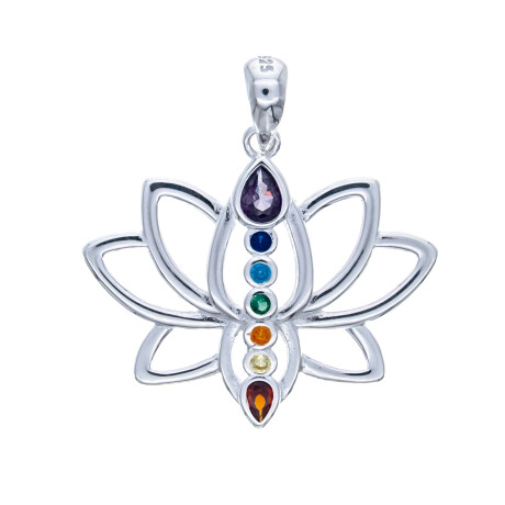 Dije de plata 925 con circonias, FLOR DE LOTO. Dije de plata 925 con circonias, FLOR DE LOTO.