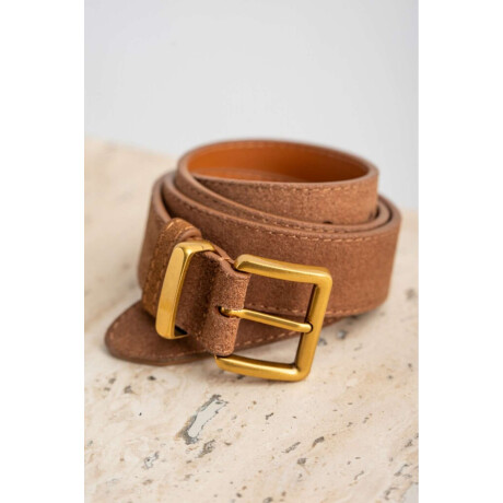 Cinto Cuero Hebilla Cuadrada Marron
