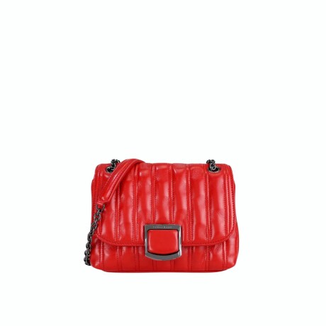 Longchamp -Cartera de cuero con solapa, Brioche Rojo