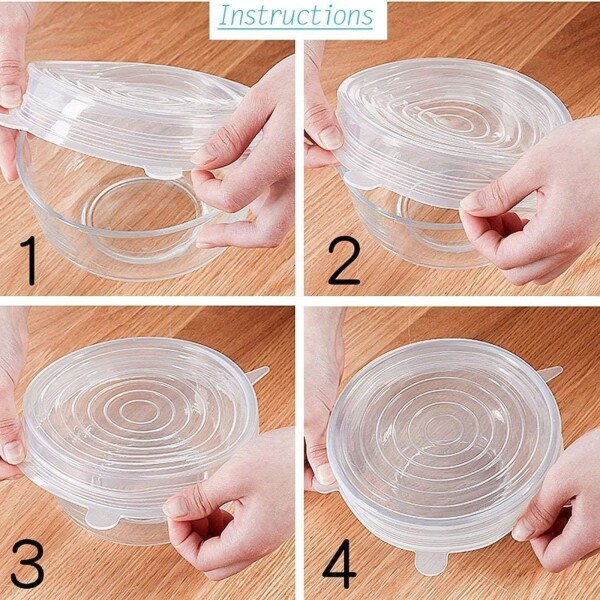 Tapas Tupper Silicona Adaptables Y Reutilizables Set De 6 Color Variante Transparente