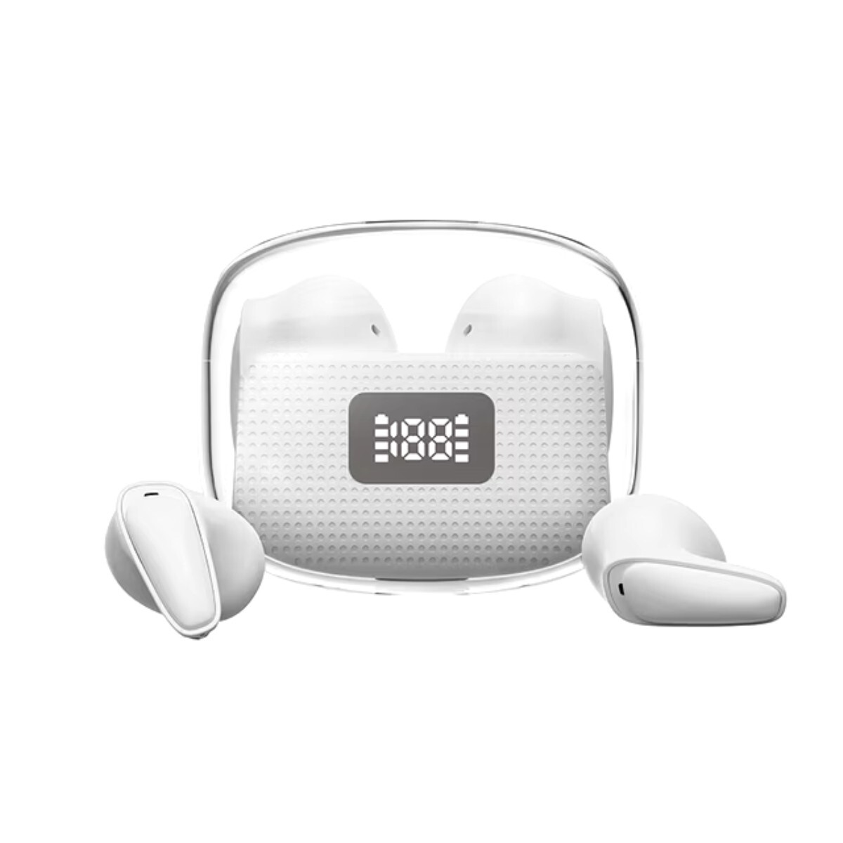 Auriculares bluetooth F10 con display en estuche Blanco 