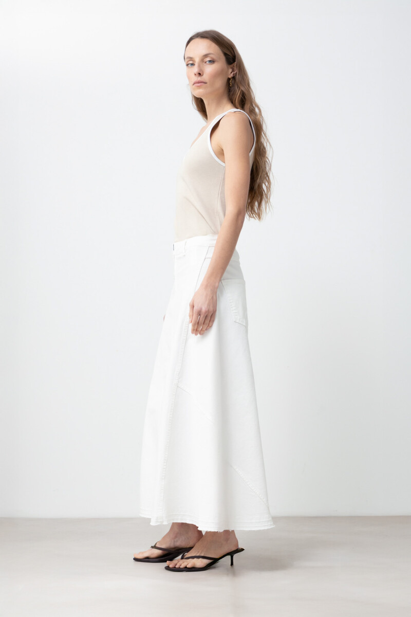 Maxi falda de jean con cortes blanco