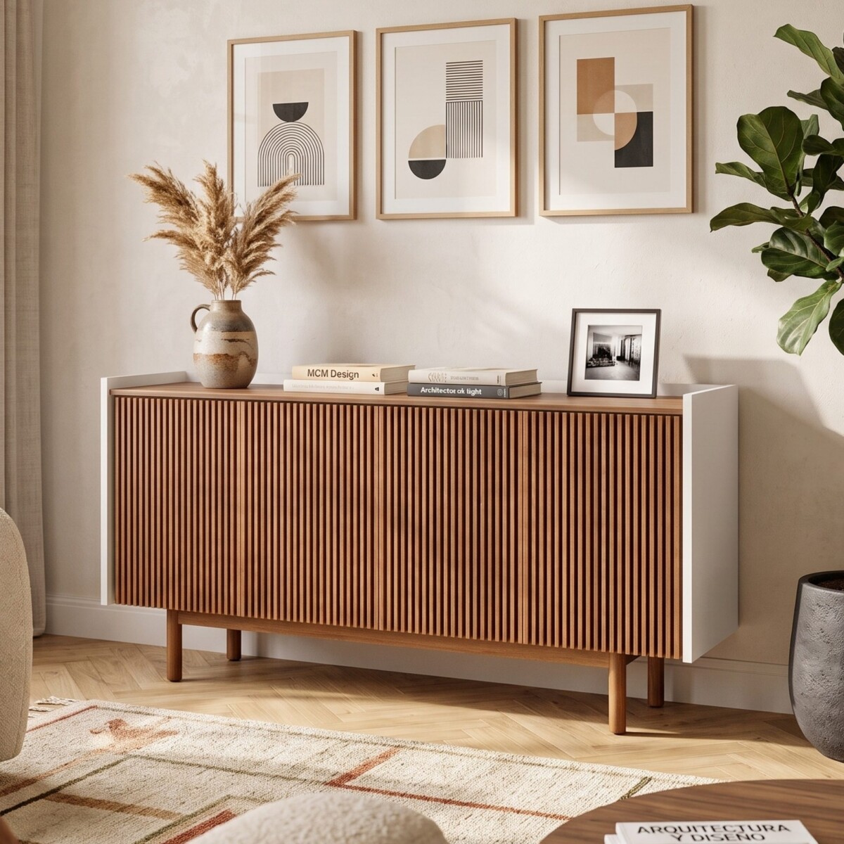 Aparador Buffet Dune Ripiado 1.6 - Linea Manhattan - Off White 
